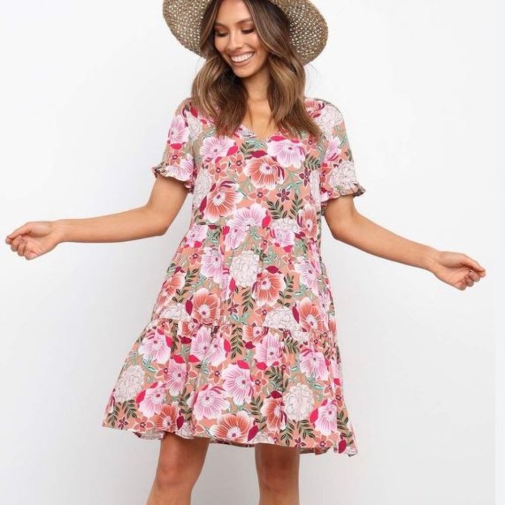 Petal & Pup Floral Carver Dress in Orange